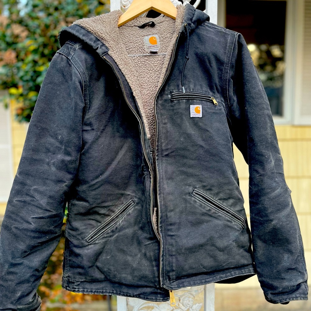 Carhartt Charcoal Utility Jacket with Sherpa Lining M